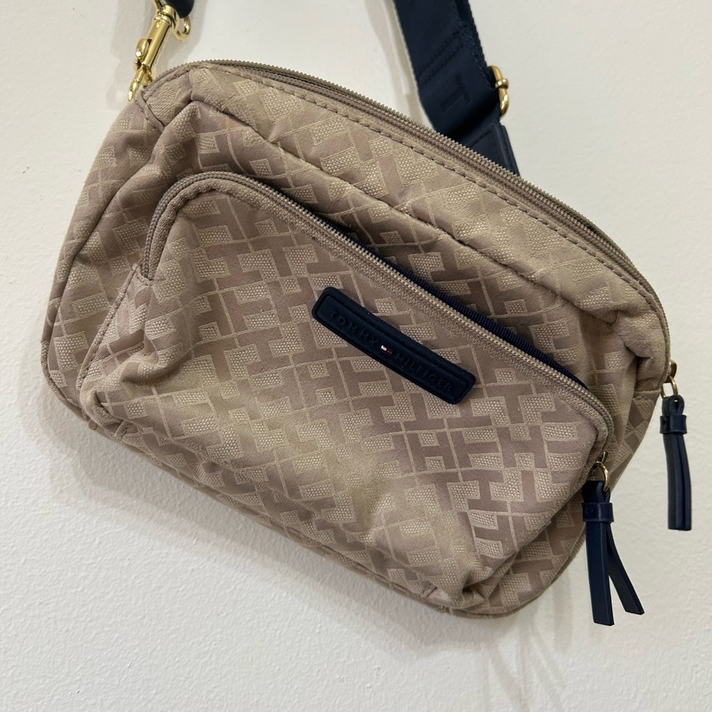Tommy Hilfiger Tan and Navy Crossbody Bag